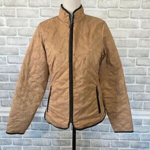 Eddie Bauer Goose Down Embroidered Puffer Jacket Med Tall Classic Cozy Cabin